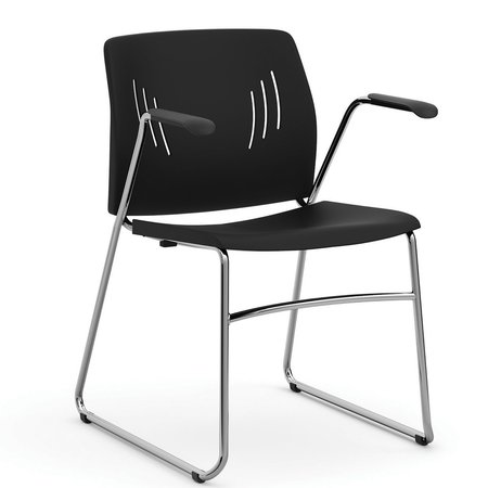 OFFICESOURCE Stacked Seating Stackable Side Chair with Chrome Frame 3081BK